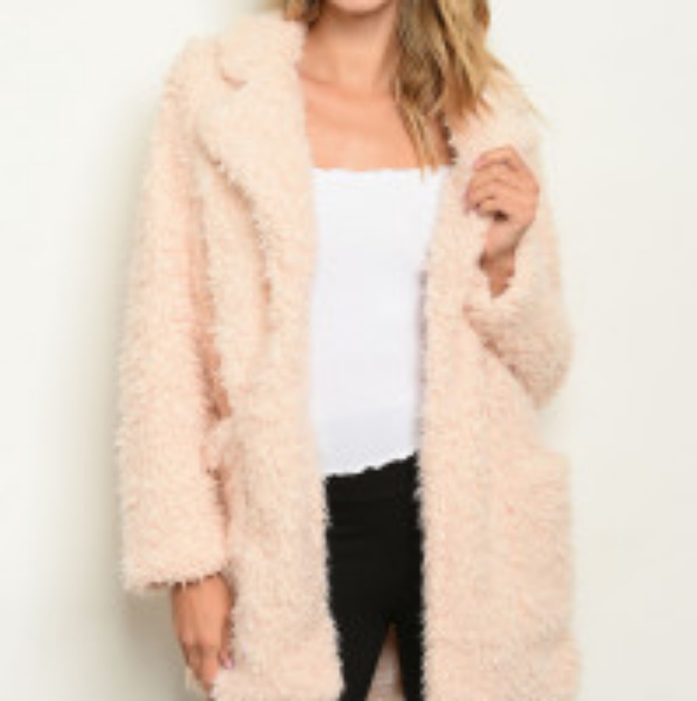 SALE!!  Blush Shaggy Faux Fur Coat.